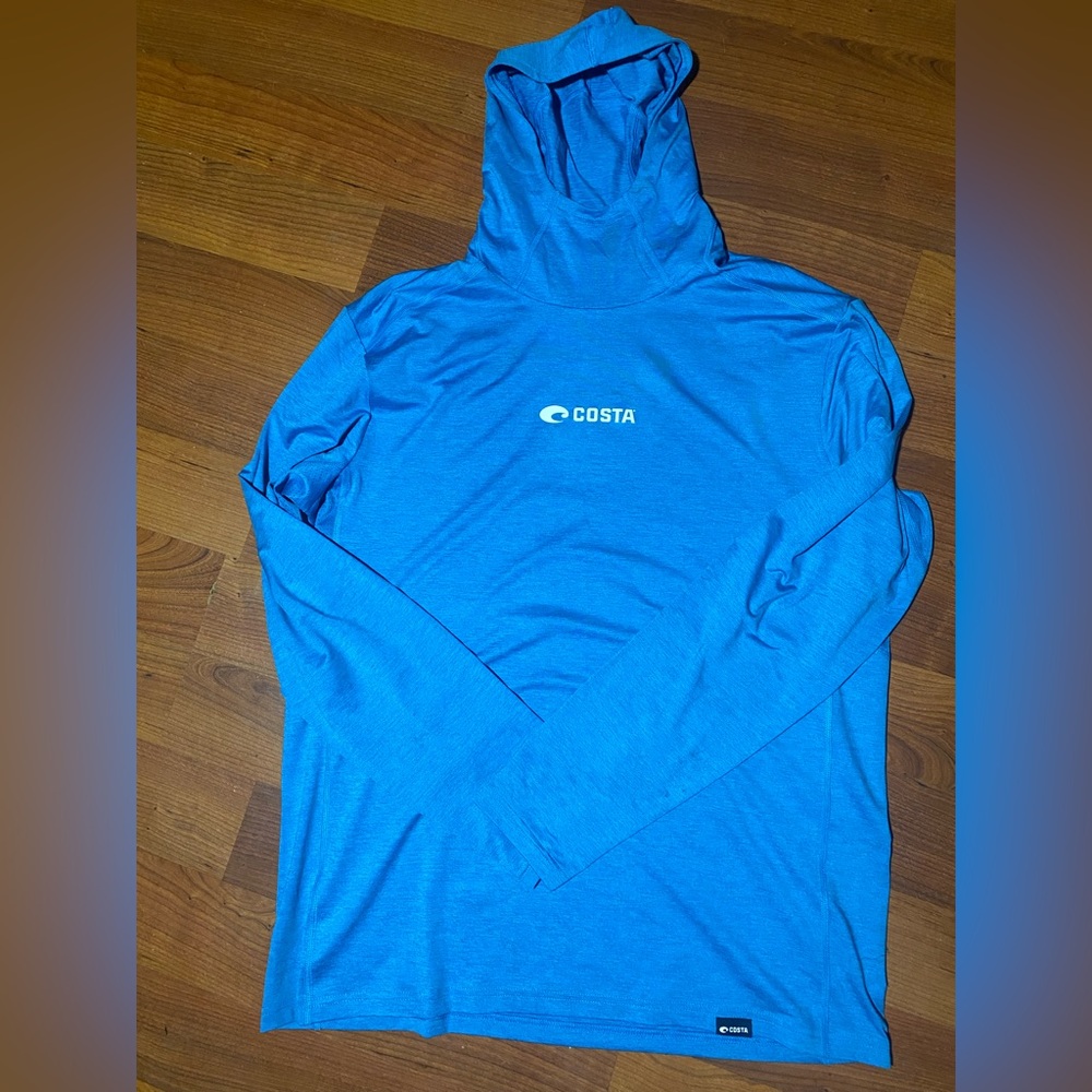 Costa Blue Long Sleeve Hooded Sun Protection Fishing Shirt Men’s Medium